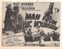 Roy Rogers, Pat Brady, Bob Nolan, Sons of the Pioneers, and Ruth Terry in Man from Music Mountain (1943)