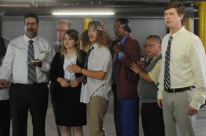 Erik Griffin, Anders Holm, Blake Anderson, Waymond Lee, Jillian Bell, and Jesse 'Jet Set' Hudson in Workaholics (2011)