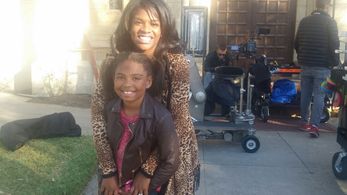 On set with Edwina Findley