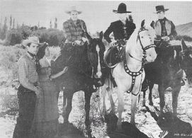 George Reeves, William Boyd, Jay Kirby, Herbert Rawlinson, and Teddi Sherman in Colt Comrades (1943)