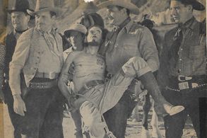 Ray Corrigan, Robert Livingston, Mary Russell, Max Terhune, John Van Pelt, and Roger Williams in Riders of the Whistling