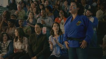 Ralph Macchio, Courtney Henggeler, Mary Mouser, Suehyla El-Attar Young, Gianni DeCenzo, Griffin Santopietro, and Hannah 