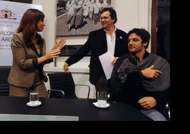 Tristán Bauer, Rodrigo de la Serna, and Cristina Fernández de Kirchner