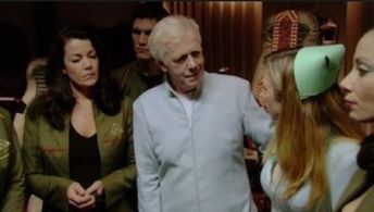 Jeremy Bulloch, Claudia Christian, Brad Gorton, Rebecca Nichols, and Rachel Grant in Starhyke (2009)