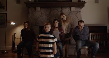 Amanda Kat Fox, Alex Rinehart, Matthew Peschio, Karli Hall, and Schuyler Brumley in They're Inside (2019)