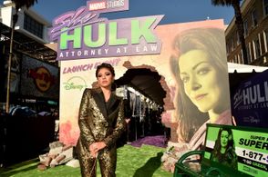 Tatiana Maslany, Malia Arrayah, and Xochitl Gomez at an event for She-Hulk: Attorney at Law (2022)