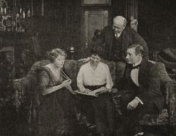 Lawrence B. McGill, Duncan McRae, Florence Reed, and Maravene Thompson in The Woman's Law (1916)