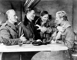 Errol Flynn, Donald Crisp, Carl Esmond, and Peter Willes in The Dawn Patrol (1938)