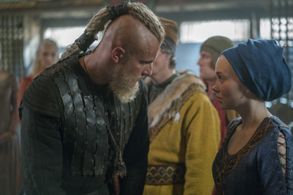 Anthony Brophy, Alexander Ludwig, Dagny Backer Johnsen, and Georgia Hirst in Vikings (2013)