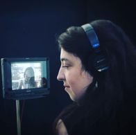 Cameo Wood on set with Tamlyn Tomita during the filming of Real Artists.