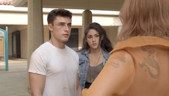 Mia Parco and Andrew Bursiaga in Sophie and the Serial Killers (2022)