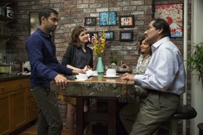 Aziz Ansari, Noël Wells, Shoukath Ansari, and Fatima Ansari in Master of None (2015)