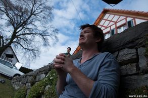 Ryan Caraway and Derek Dean on the set of Interference (2016)