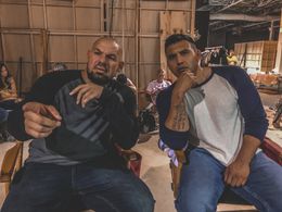 On set for Cobra Kai