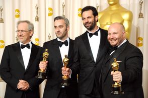Steven Spielberg, Emile Sherman, Gareth Unwin, and Iain Canning at an event for The 83rd Annual Academy Awards (2011)
