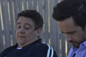 Rich Grosso and Justin Chatwin on the set of 