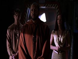 Darrin Klimek, Mark Holden, and Moya O'Connell in Andromeda (2000)