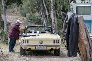 Taking Direction from Director Thomas Churchill on set of Nation's Fire