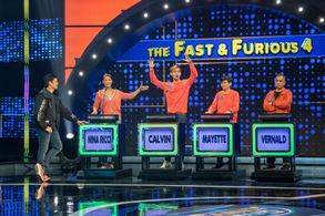Nina Ricci Alagao, Calvin Flores, Vernald Magpusao, and Mayette Aguas in Family Feud Philippines (2022)