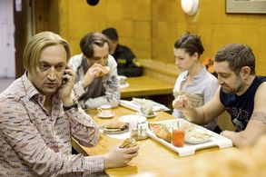 Gosha Kutsenko, Konstantin Yushkevich, Viktor Shamirov, and Kseniya Radchenko in The Practice of Beauty (2011)