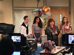 Danube Hermosillo as Darlita on set of The Bold And The Beautiful with fellow cast