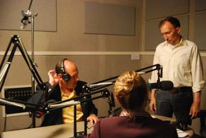Bruno Oliver, Meredith Thomas and Sean Spence on the set of 