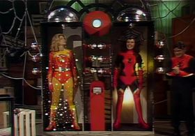 Deidre Hall, Tiffany Bolling, and Robert Sutton in Electra Woman and Dyna Girl (1976)