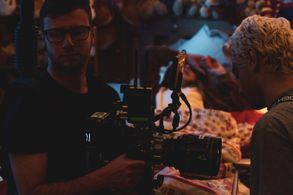 Anthony Littlechild on set with Shawkat Husseini for the film 