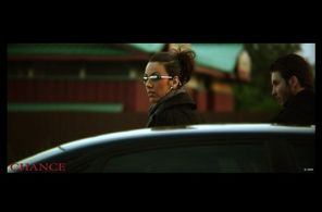 Elise, the mod bosses wife on set of CHANCE, directed by Adrian Langley.