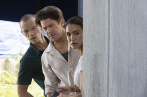 Arthur Acuña, Christian Kane, and Samantha Richelle in Almost Paradise (2020)