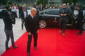With Josef Bardanashvili and Frederic Thery at the premiere of Corn Island @ Karlovy Vary IFF 2014.
