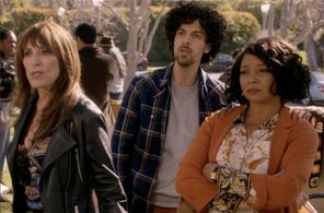 Katey Sagal, Hunter Stiebel, and Tamala Jones in Rebel on ABC