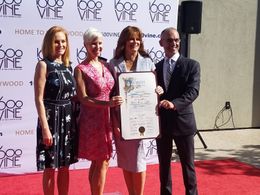 Marg Helgenberger with Rachel Klein and Kimberly Austin at Made in Hollywood honors for National Endowment fort he Arts: