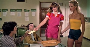 Kirsten Baker, Joel Kenney, David Naughton, and Deborah Richter in Midnight Madness (1980)