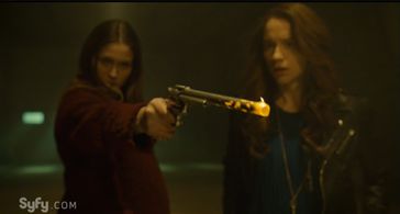 Melanie Scrofano and Natalie Krill in Wynonna Earp (2016)