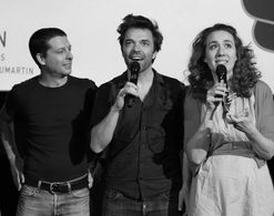 Yvo Muller, Lauriane Escaffre, and Adrien Bretet at an event for By a Hair (2019)