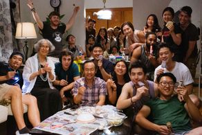 Jaehee Wilder, Aaron Poon, Julian Kim, Donald Chang, Hyang-hwa Lim, Yeena Sung, Charles Ryu, and Yun Jeong in Happy Clea