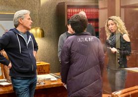 Melissa Kosar with Gary Cole and Christina Anthony on the set of Mixedish.