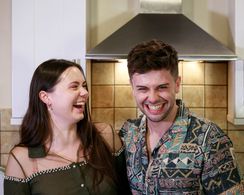 Gino Wilson and Hayley Osborne in The Birthday Dinner Trilogy: Host (2022)