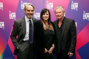 Actor Jeremy Irons, producer Ronnie Sassoon and director James Crump at the world premiere of Antonio Lopez 1970: Sex Fa