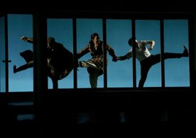 Daniel Radcliffe, Jonathan Groff, and Lindsay Mendez at an event for Merrily We Roll Along