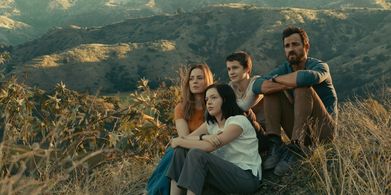 Melissa George, Justin Theroux, Logan Polish, and Gabriel Bateman in The Mosquito Coast (2021)