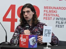 Vladimir Bilenjki at a press conference for Dad at 48th FEST in Belgrade