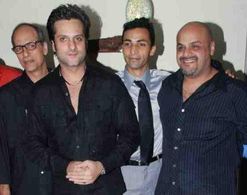 Producer Narendra Bajaj actor Fardeen Khan singer Saim and director Puneet Sira at the music success party of Jai Veeru: