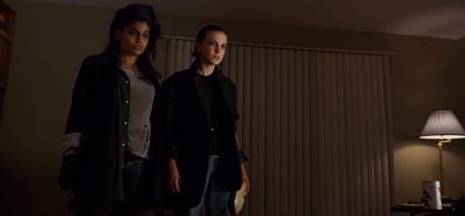 Millie Bobby Brown and Linnea Berthelsen in Stranger Things (2016)