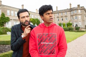 Ankush Chaudhari and Siddarth Jadhav in Lochya Zaala Re (2022)