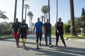 Dwayne Johnson, Omar Benson Miller, John David Washington, Eddie George, and Donovan W. Carter in Ballers (2015)