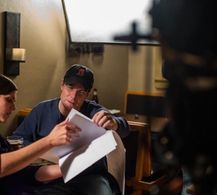 David Morwick on the set of The Audit.