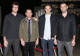 Justin Martinez, Chad Villella, Matt Bettinelli-Olpin, and Tyler Gillett at an event for V/H/S (2012)