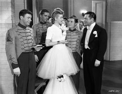 Lucille Ball, Kenny Bowers, Tommy Dix, William Gaxton, and John Allbule in Best Foot Forward (1943)